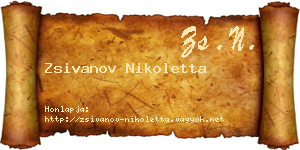 Zsivanov Nikoletta névjegykártya